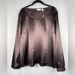 Chico's Origami Shine Pamola Top NWT 100% Silk Quiet Luxury Office Career Large